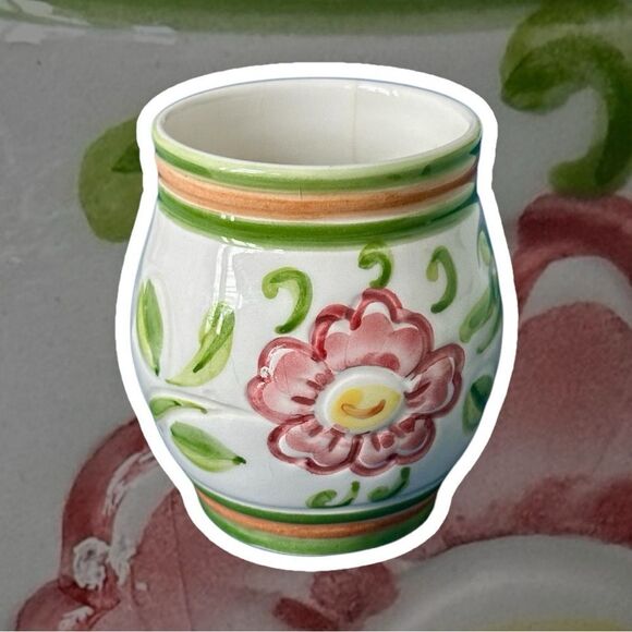 Vintage Italian Hand Painted Claudia Bernini Signed Pottery Small Jar Vase Cup - Picture 8 of 9